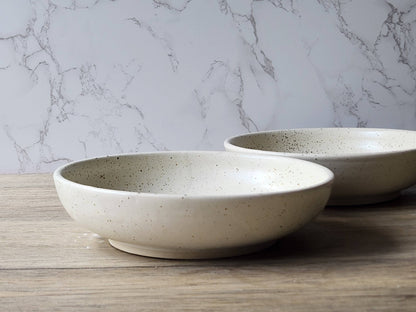 Wheel-thrown pottery salad bowl, high-fired stoneware
