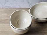 Artisan stoneware noodle bowl with speckled finish