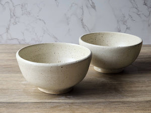 Handmade ceramic soup bowl, neutral cream glaze