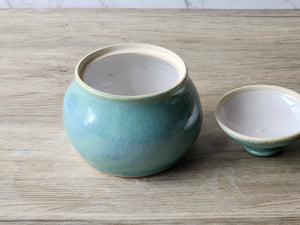 Rustic handmade sugar bowl, high-fired stoneware design