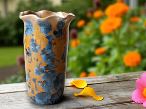 Handmade ceramic vase with crystalline glaze