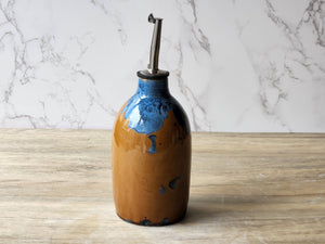 Crystalline glazed ceramic olive oil bottle – Melbourne handmade