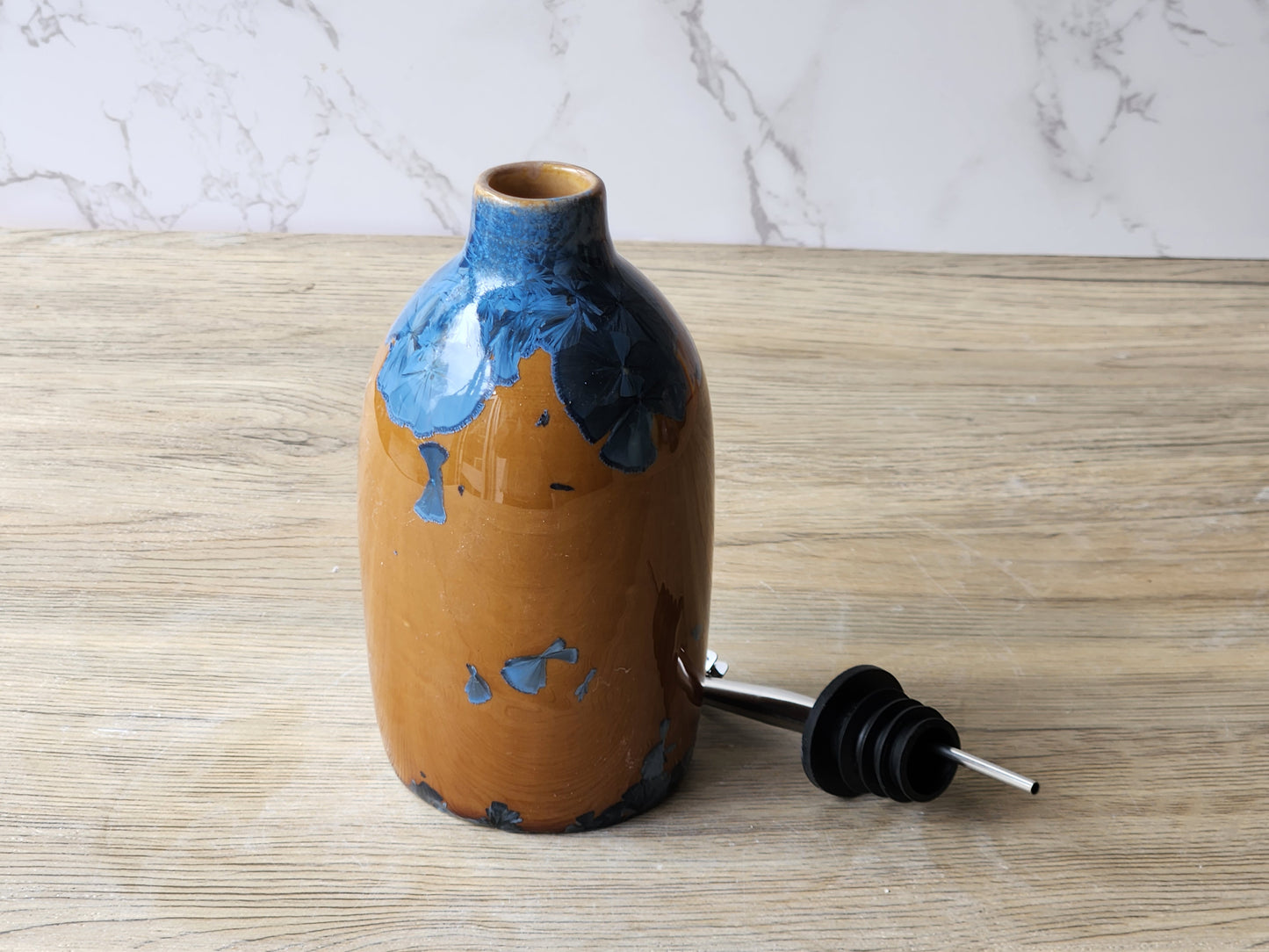 Artisan handmade porcelain olive oil bottle – Australian seller