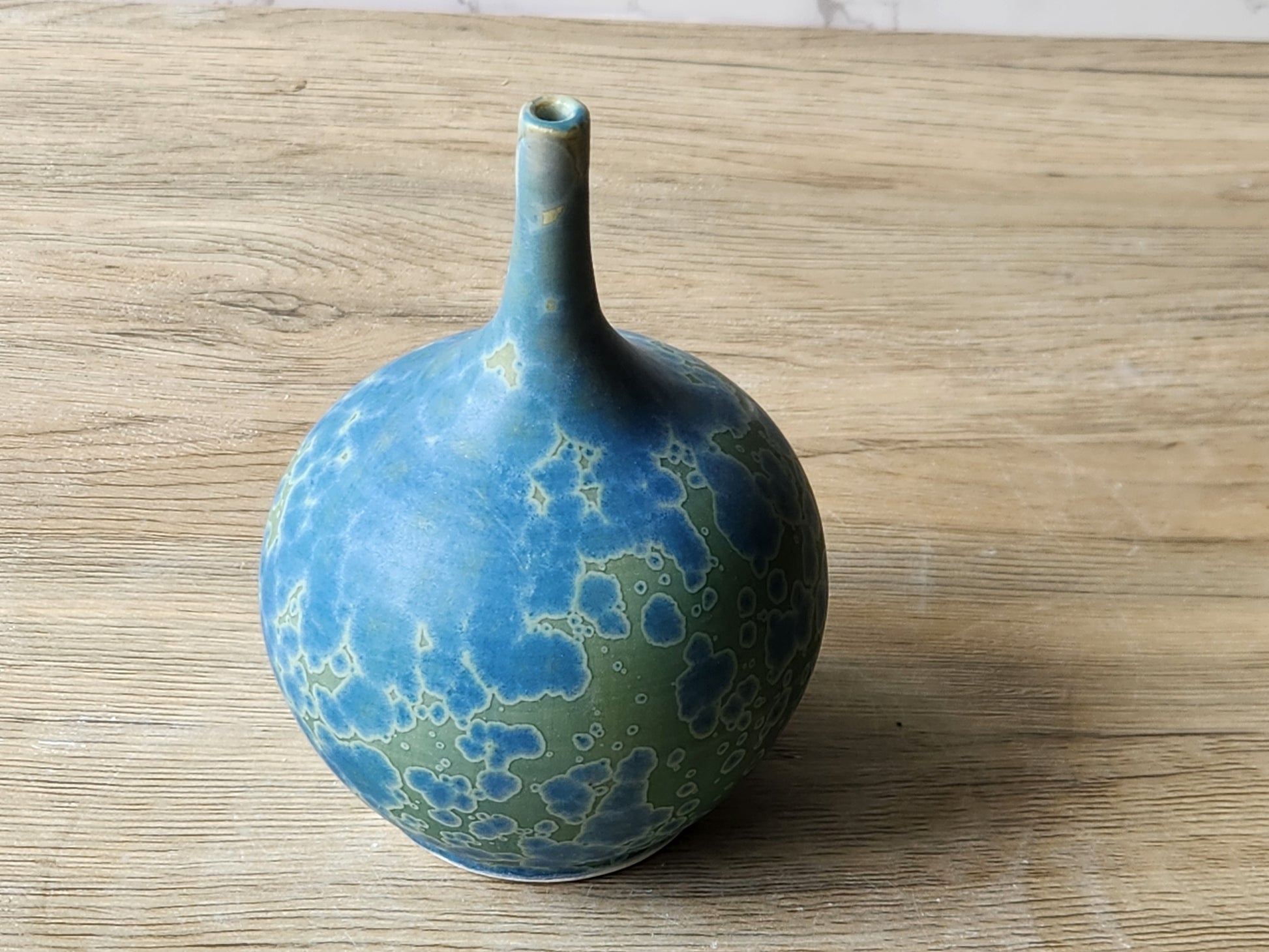 Collectible crystalline pottery bud vase