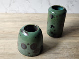 Green porcelain vase with dark crystal glaze pattern