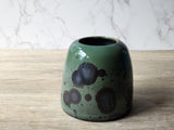 Unique handmade pottery vase with green glaze