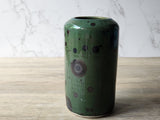 Green porcelain vase with metallic crystal glaze details