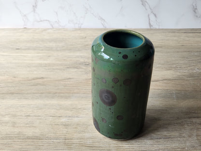 Unique crystalline pottery vase 13.5cm tall