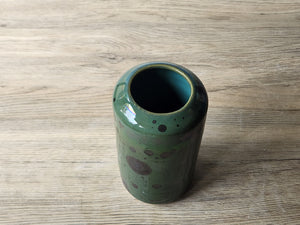 Australian handmade ceramic vase in deep green glaze