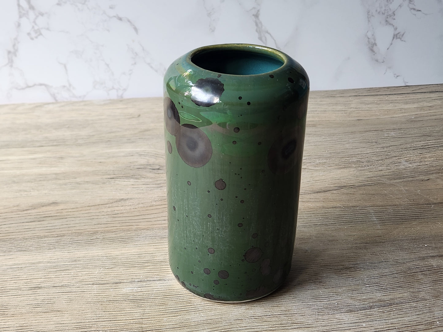 Tall handmade green vase for modern home décor