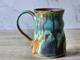 Close-up of textured glaze on artisan ceramic mug