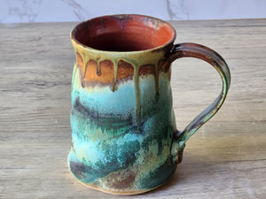 350ml pottery mug in forest and earth tones