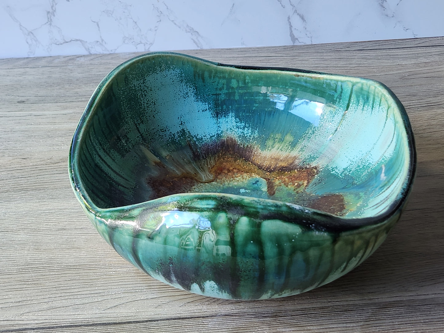 Ocean‑inspired handmade ceramic bowl for table décor