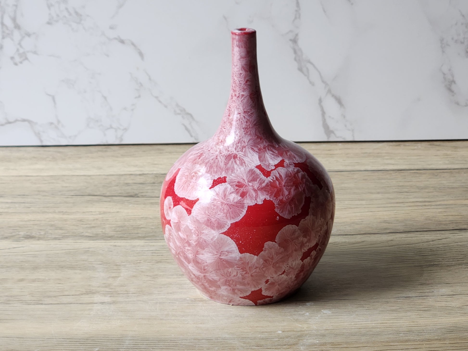 Small Red Crystalline Bud Vase – Handmade Ceramic Pottery – One of a Kind – Made in Melbourne, Australia - Buxton Pottery