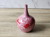 One-of-a-kind red and white ceramic bud vase