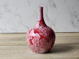 Unique red bud vase with crystalline glaze