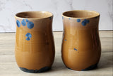 Handmade pottery mugs in a Glossy amber glaze with natural crystal formations
