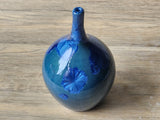 Blue and cobalt crystal glaze on pottery