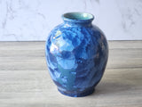 blue crystalline ceramic vase handmade