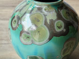 Close up crystal bloom detail crystalline glaze pottery