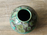 Interior glossy green glaze handmade ceramic vase