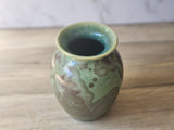 Studio pottery vase green crystalline glaze Australia