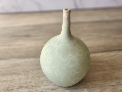 One of a kind matte crystalline ceramic bud vase
