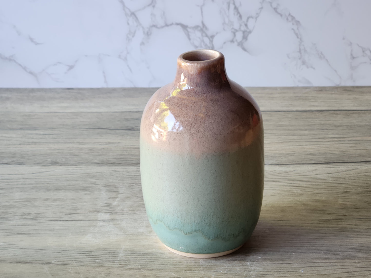 Handmade Ceramic Bud Vase – Oatmeal & Soft Green Glaze | 14cm | Melbourne Pottery | Unique Gift - Buxton Pottery