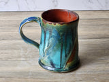 Three-quarter angle of unique ceramic mug, handmade in Melbourne studio, Buxton Pottery