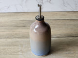 Kitchen oil pour bottle with metal pourer, handcrafted ceramic design