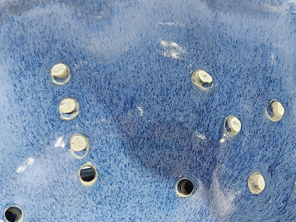 Close up of the glaze on a Wheel-thrown blue pottery berry bowl handmade in Melbourne