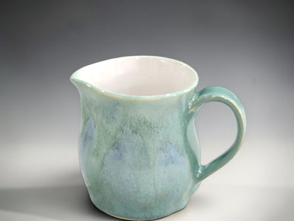 Handmade ceramic small jug with soft sea-green glaze, 250 ml