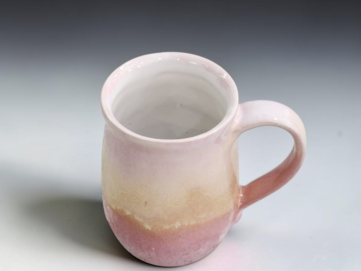 Soft pink and cream ceramic coffee mug handmade in Melbourne Australia