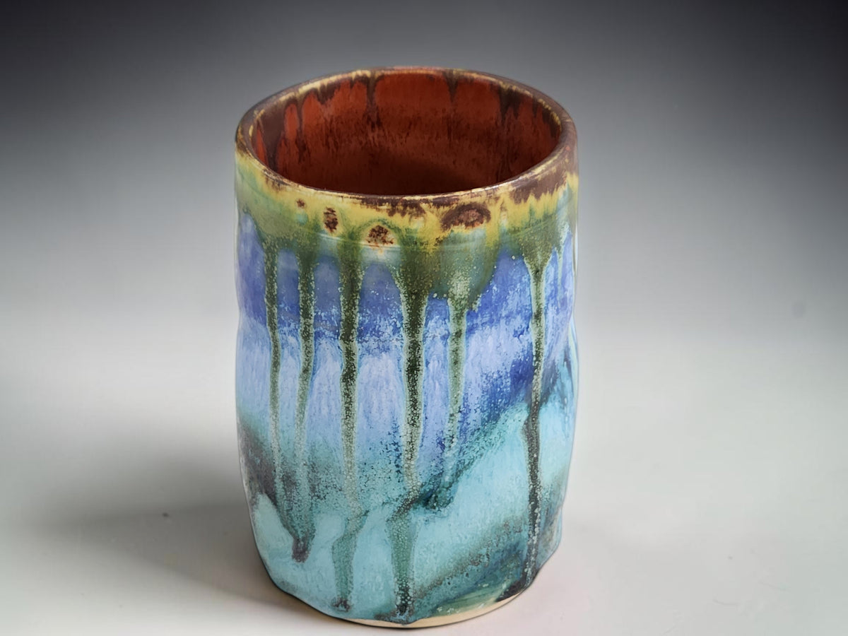 Handleless 350ml pottery cup handmade in Melbourne for coffee tea or cold drinks