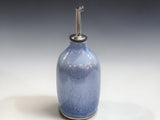 Handmade Australian ceramic oil bottle in blue glaze for kitchen and dining use