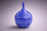 Handmade pottery bud vase with cobalt blue crystal glaze, one of a kind