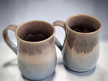Artisan handmade mugs with earthy oatmeal glaze and blue tones, 400 ml pottery mug Australia