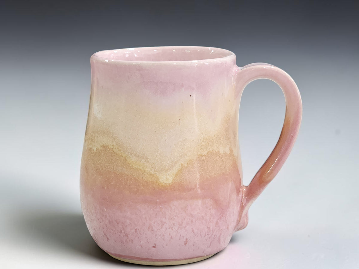 Handmade 400ml pink and oatmeal pottery mug by Buxton Pottery Melbourne