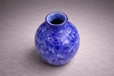 Small handmade ceramic bud vase in blue crystalline glaze, Melbourne pottery studio