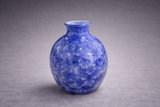 Blue crystalline ceramic vase, glossy crystal pattern glaze, Buxton Pottery Melbourne