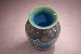 Top view of vase opening showing glossy turquoise interior glaze, handmade ceramic vase Australia