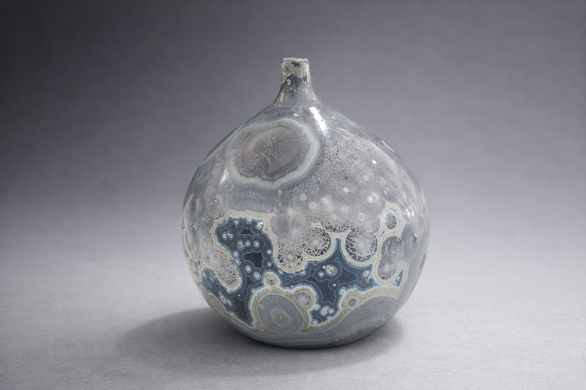 Handmade crystalline galaxy glaze ceramic vase 13cm Melbourne Australia