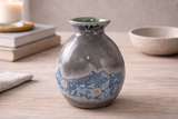 Ceramic vase with galaxy crystalline glaze detail, one of a kind handmade pottery