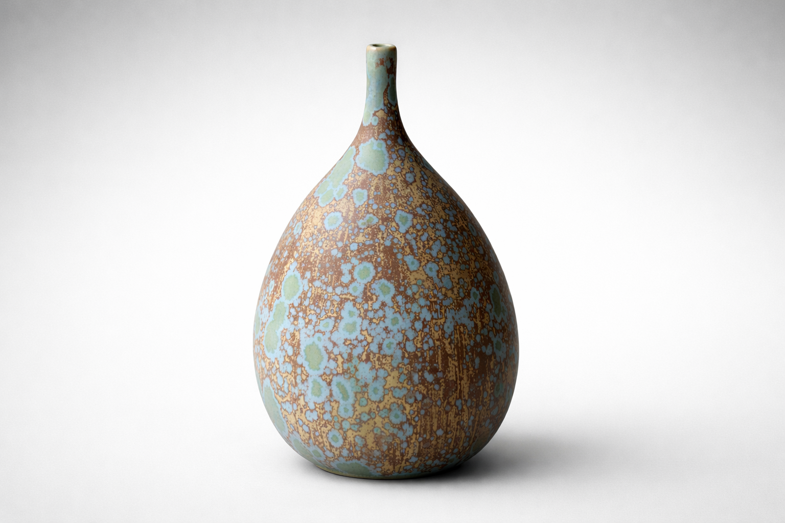 Unique handmade pottery vase with matte crystalline glaze, one-of-a-kind decorative piece