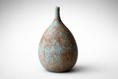 Unique handmade pottery vase with matte crystalline glaze, one-of-a-kind decorative piece