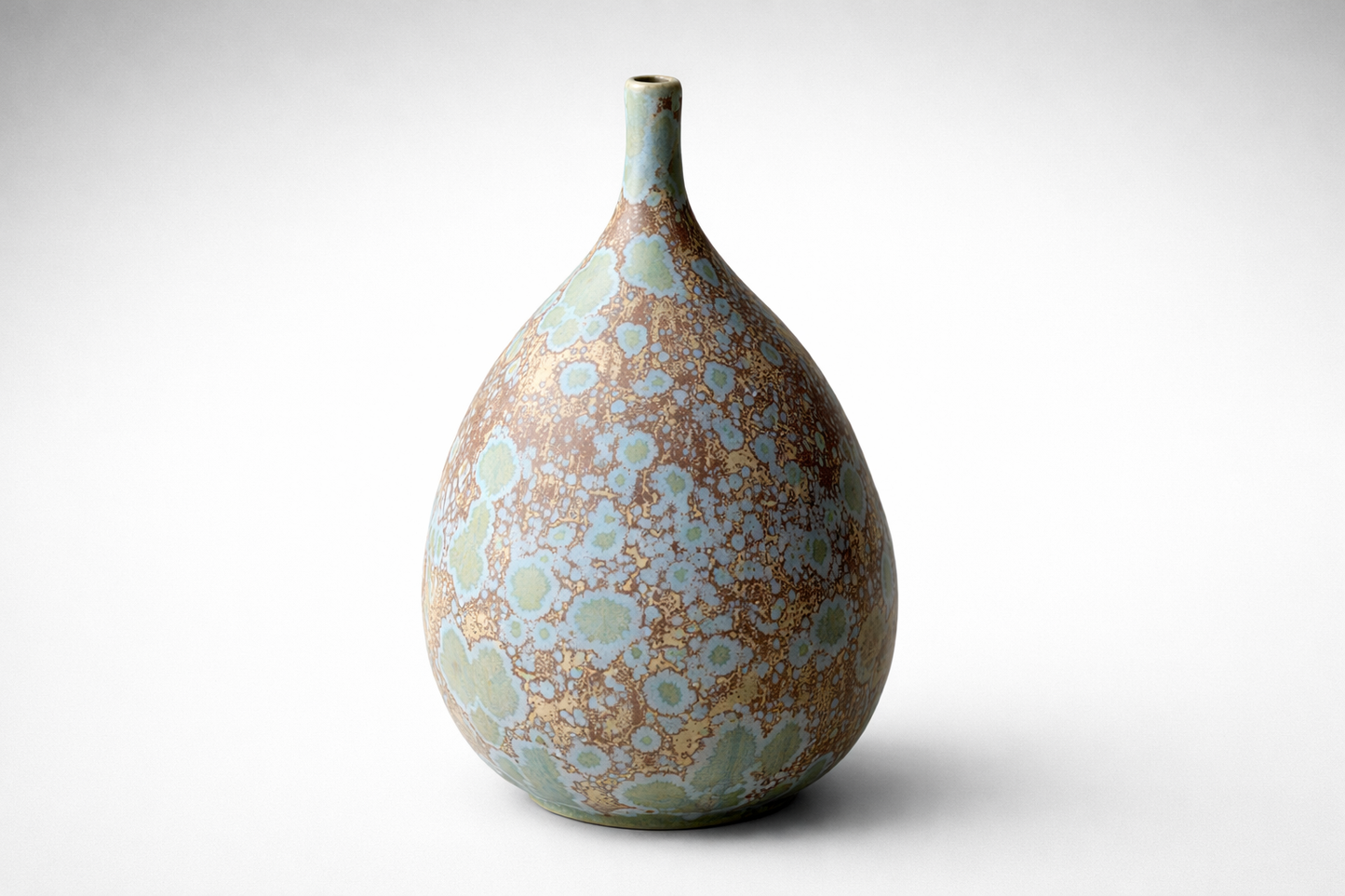 Australian studio pottery vase featuring matte crystalline “galaxy” glaze details