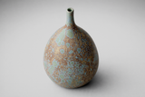 viewed from above, matte crystalline glaze texture on handmade ceramic decorative vase