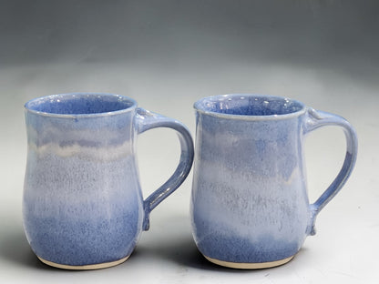 Handmade 450ml blue ceramic mug with mottled glaze handmade in Melbourne Australia