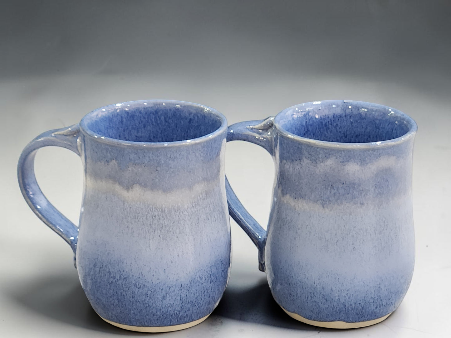Artisan 450 ml blue pottery coffee mug with unique speckled glaze finish