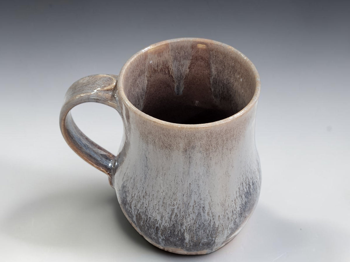 Large handmade Melbourne pottery mug with warm brown and mottled blue glaze